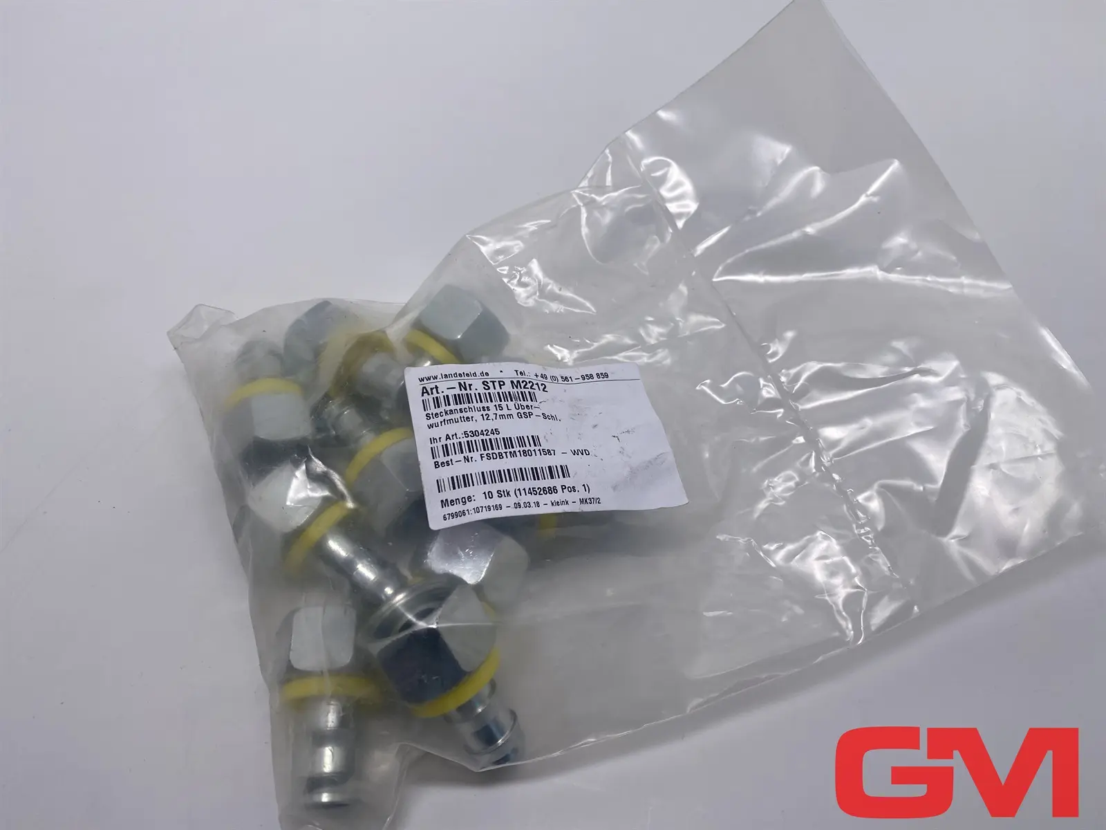VE 10x Parker Steckanschluss STP M2212 push in fitting 15 L Überwurfmutter