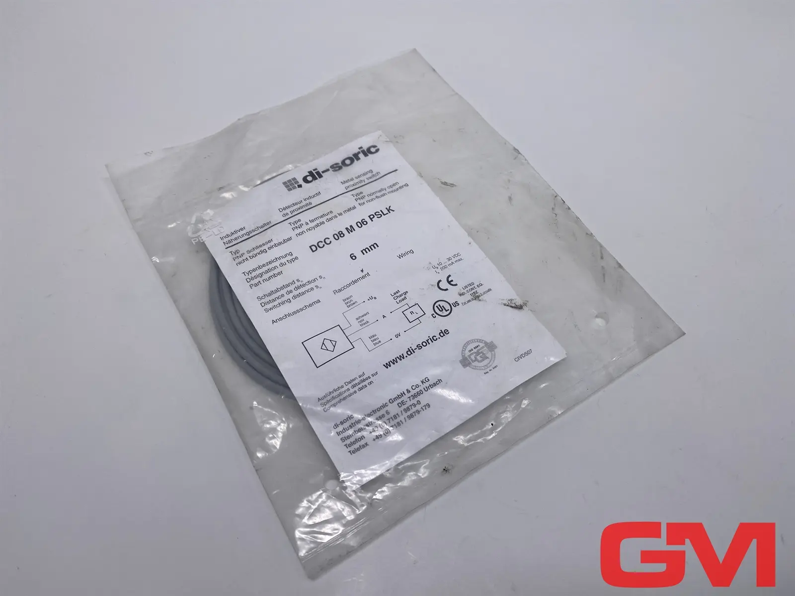 Produktfoto 1 von di-soric Induktiver Näherungsschalter DCC 08 M 06 PSLK proximity switch 200246