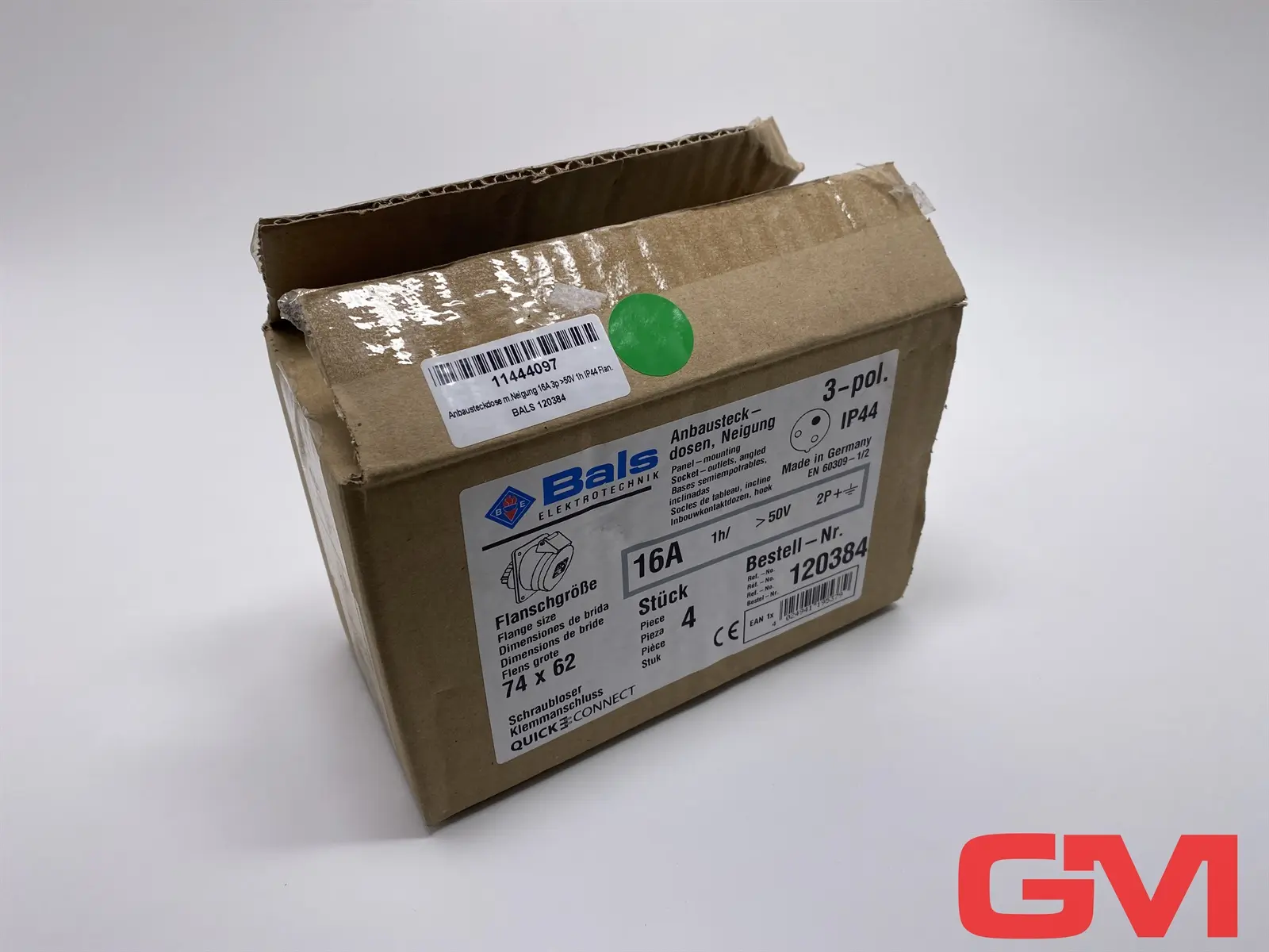 Produktfoto 1 von VE 4x Bals Anbausteckdose 120384 socket outlet panel mounting QC 16A 16-1h >50V