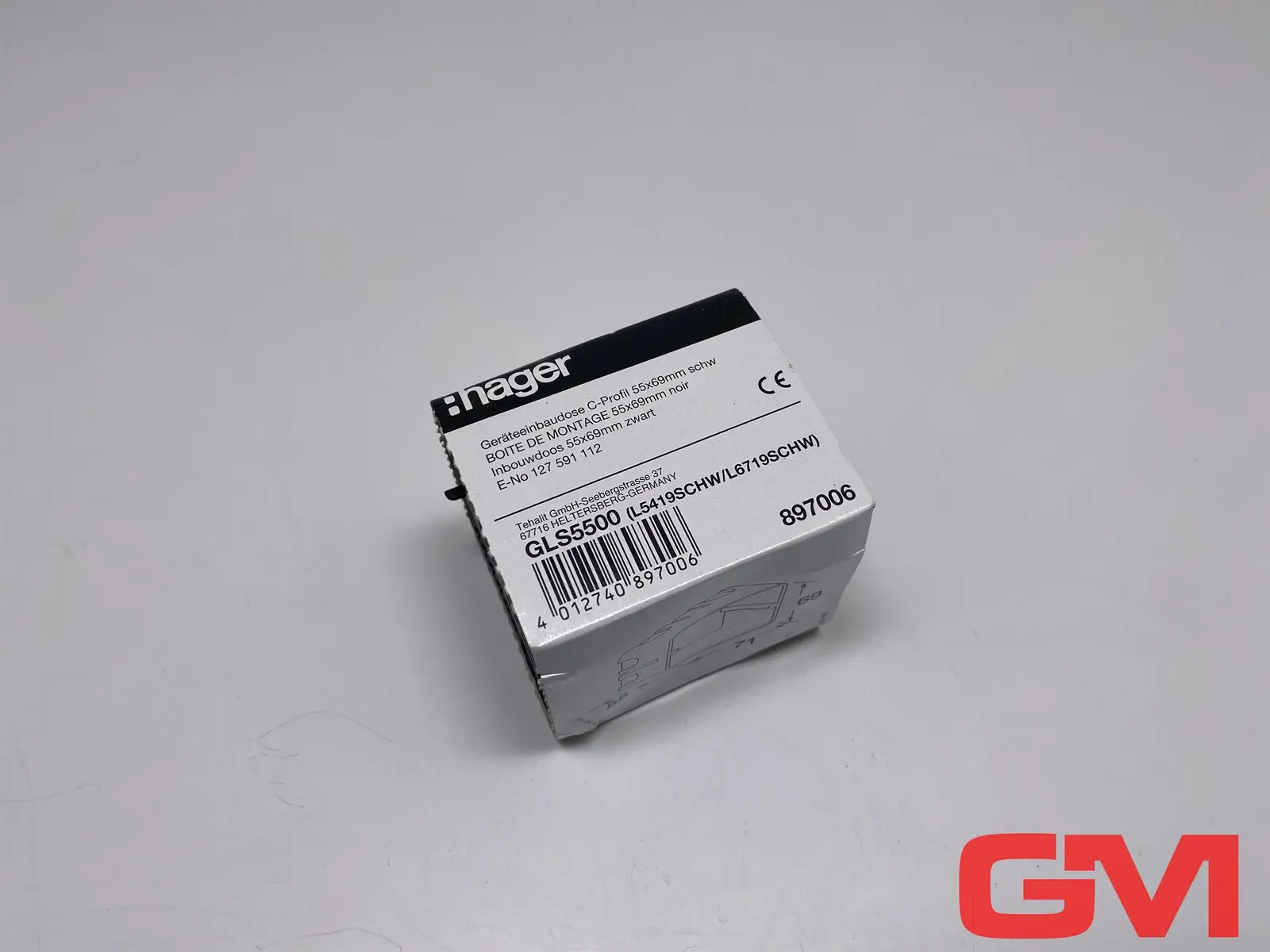 Produktfoto 1 von Hager Geräteeinbaudose GLS5500 mounting box 897006 C-Profil 55x69mm schwarz