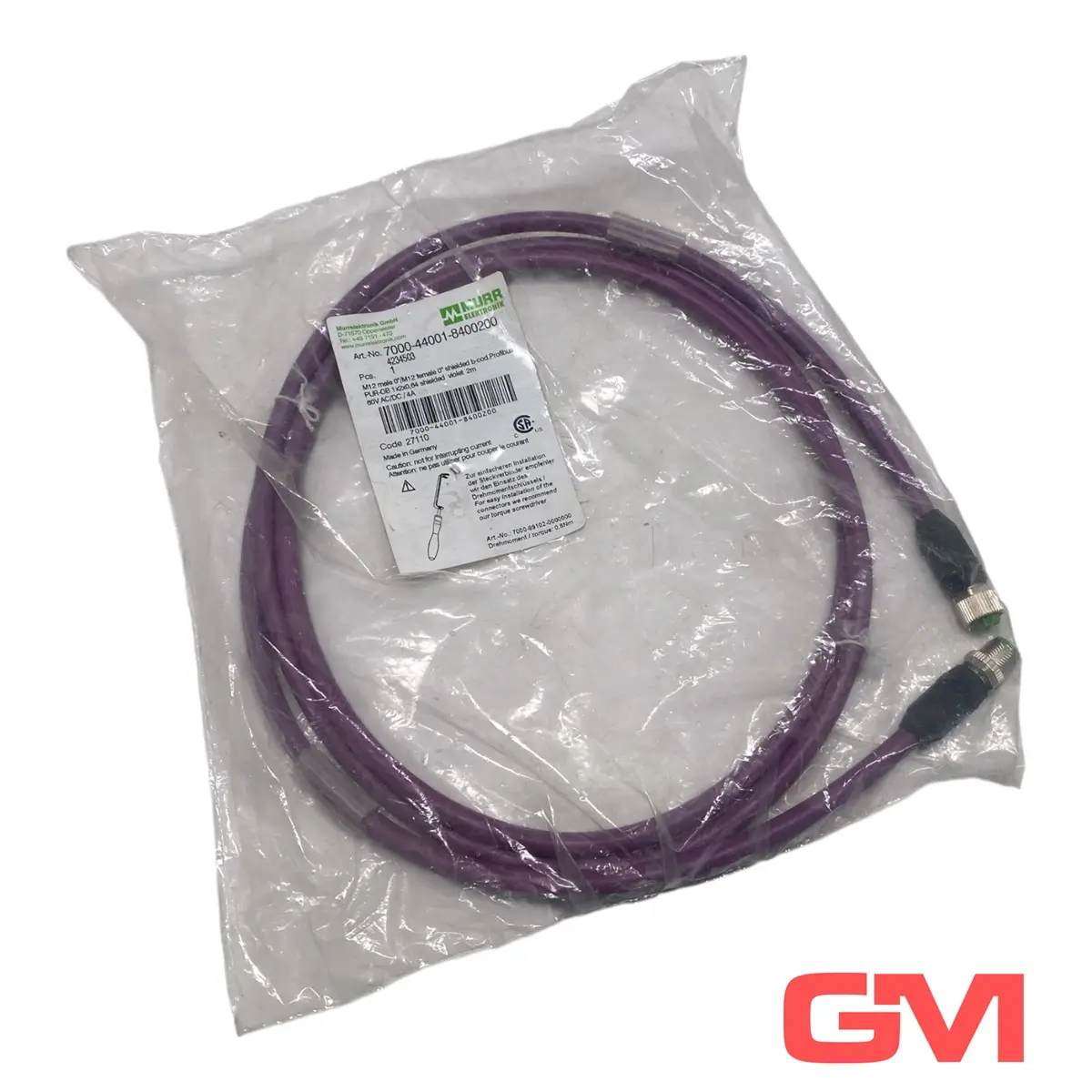 Produktfoto 1 von Murr elektronik Anschlusskabel 7000-44001-8400200 cable M12 St. 0° / M12 Bu. 0°