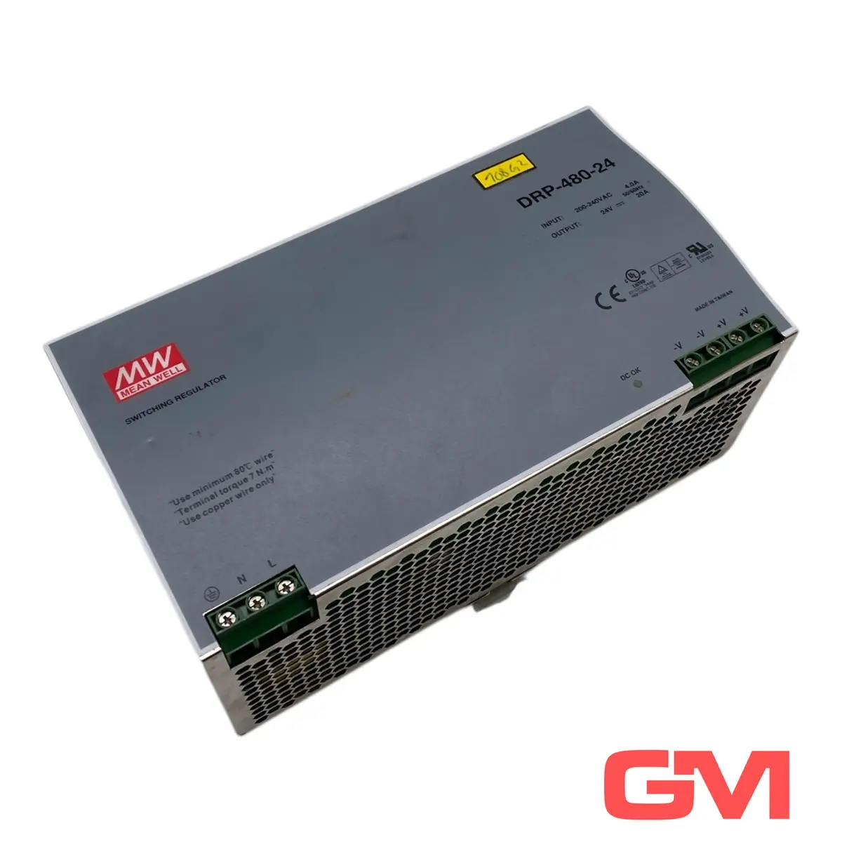 Produktfoto 1 von Mean Well Hutschienen Netzteil DRP-480-24 power supply 200-240VAC 4.0A 24VDC