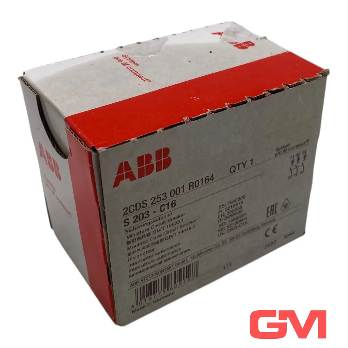 Produktfoto 1 von ABB Sicherungsautomat S203-C16 miniature circuit breaker 16A 2CDS253001R0164