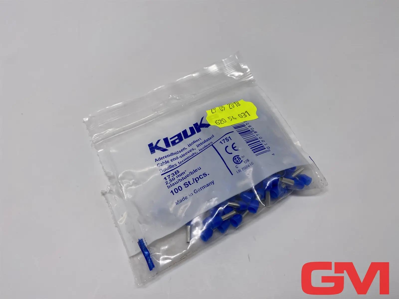 VE 100x Klauke Isolierte Aderendhülsen 173B cable end-sleeves 2,50mm² blau