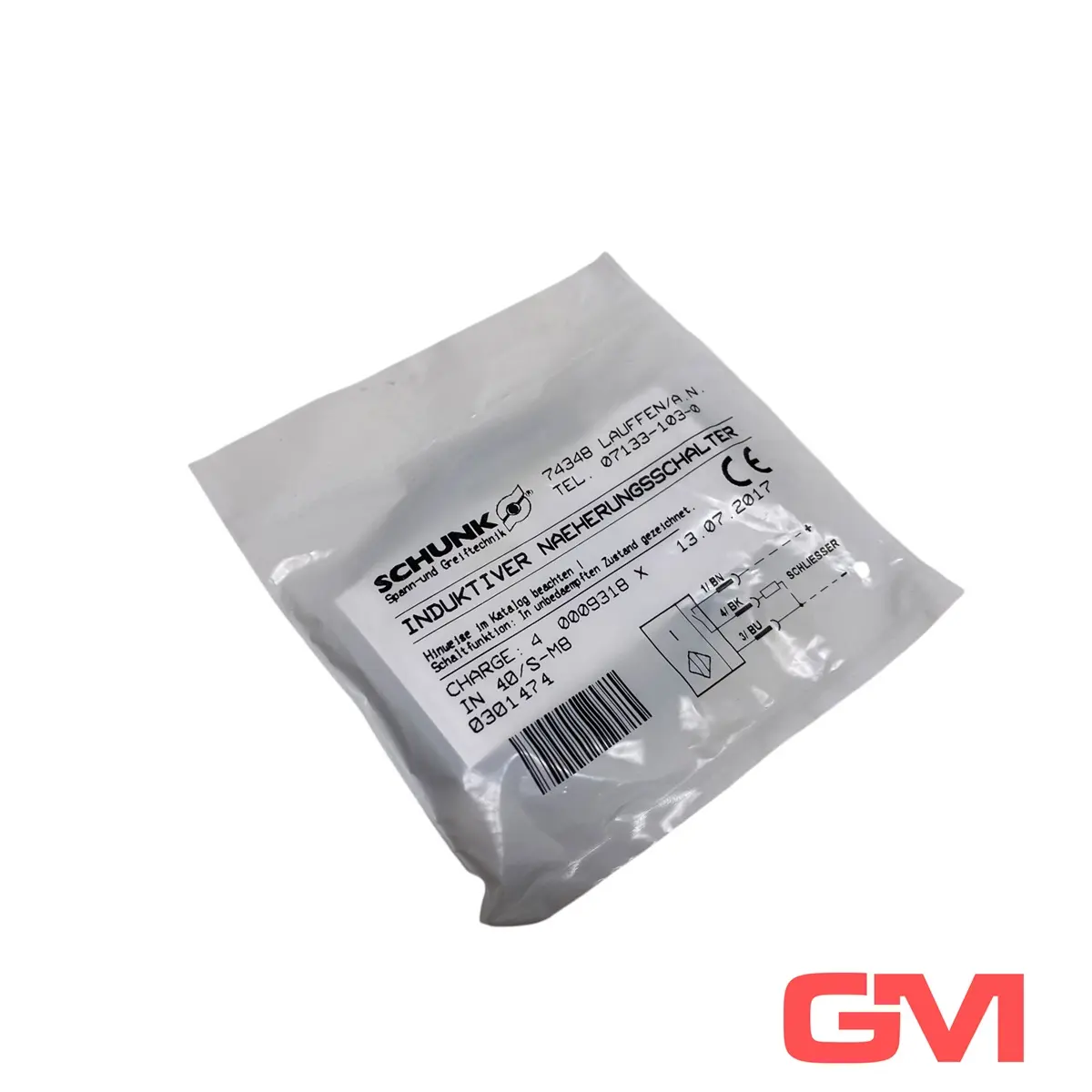 Produktfoto 1 von Schunk Induktiver Näherungsschalter IN 40/S-M8 proximity switch 0301474