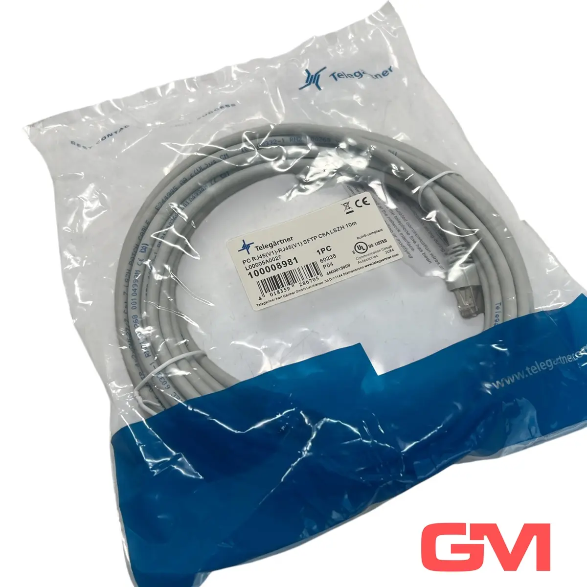 Produktfoto 1 von Telegärtner Patchkabel RJ45 Cat.6A S/FTP 10 m patch cable 100008981 L00005A0027