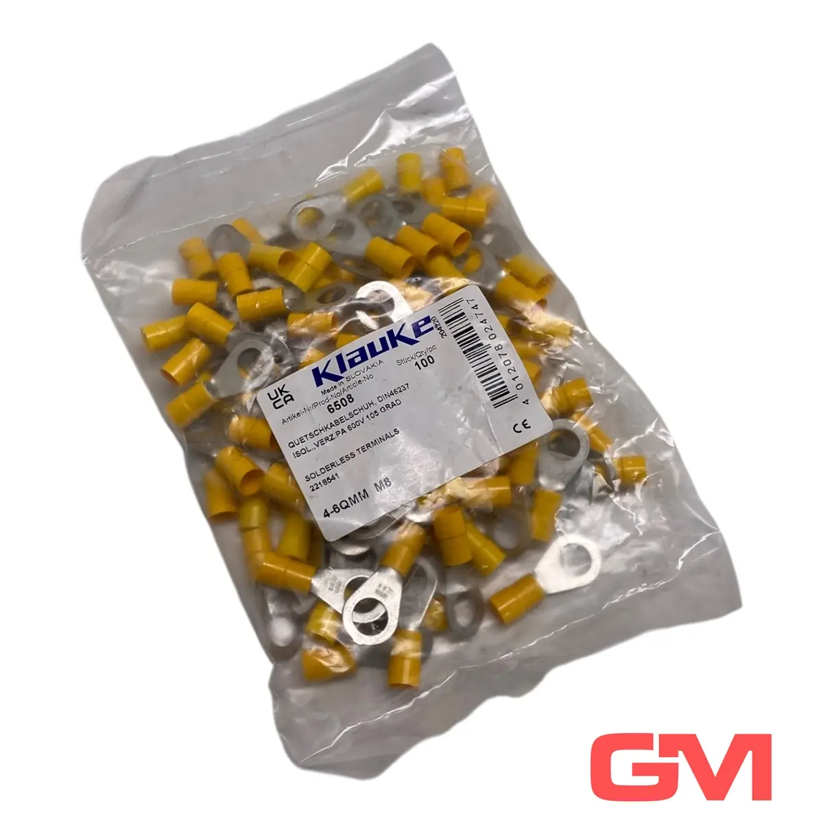 Produktfoto 1 von VPE 100x Klauke Isolierte Quetschkabelschuhe 6508 solderless terminals DIN46237