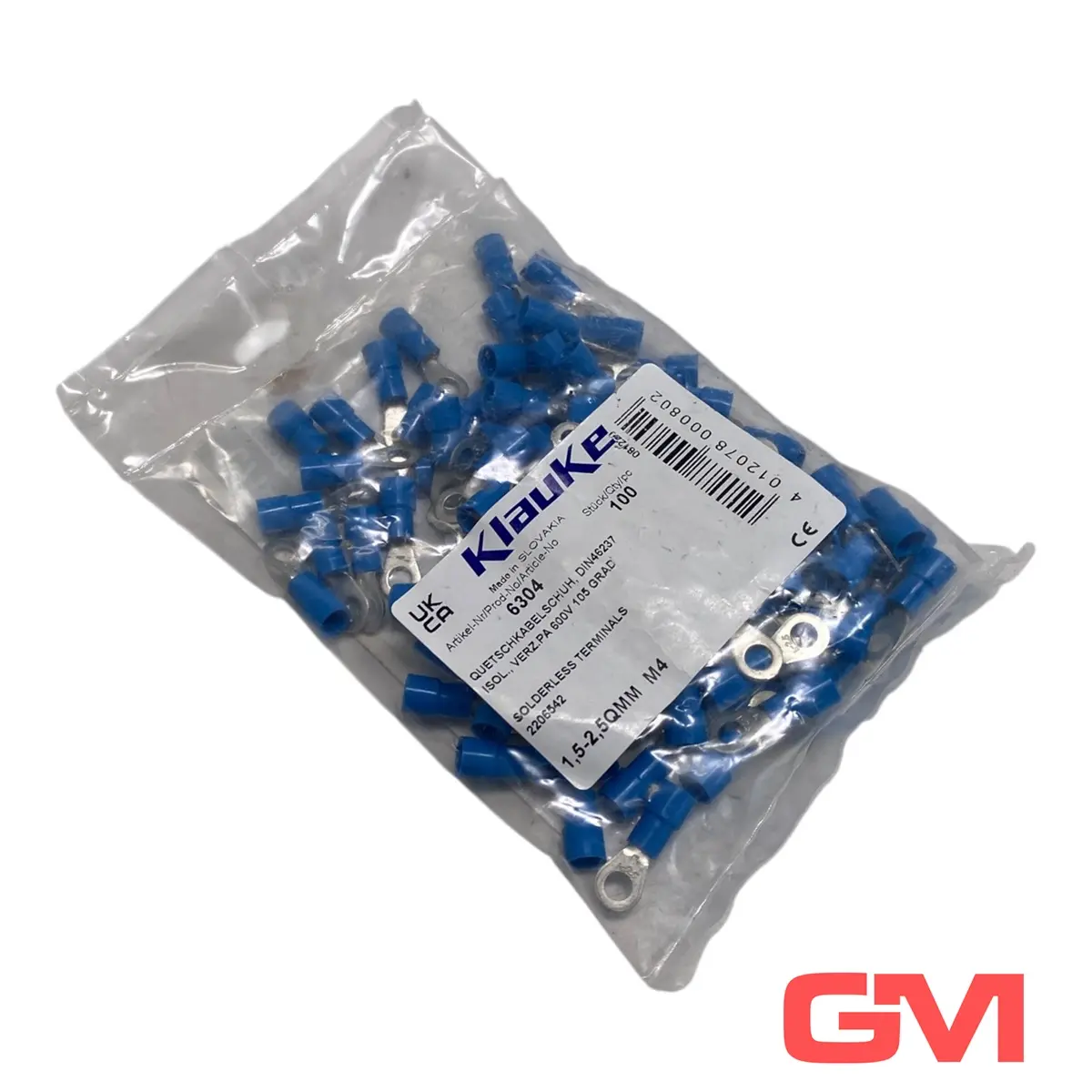 Produktfoto 1 von VE 100x Klauke Isolierte Quetschkabelschuhe 6304 solderless terminals 1,5-2,5mm²