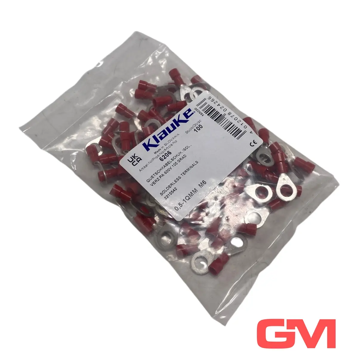 Produktfoto 1 von VE 100x Klauke Quetschkabelschuh 6206 solderless terminal 1915542 0,5-1qmm
