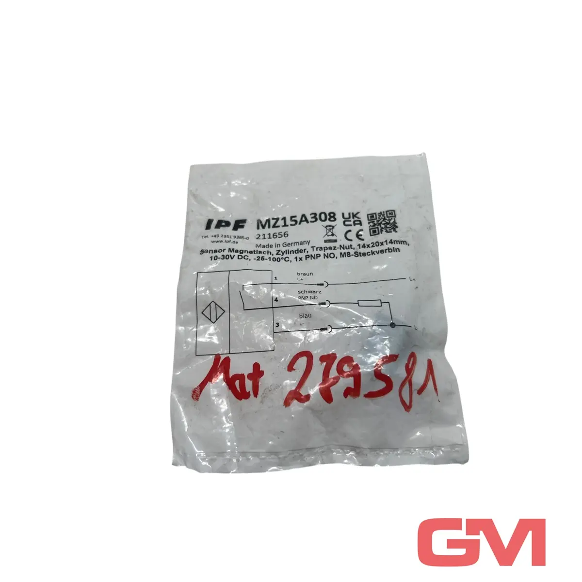 Produktfoto 1 von ipf Sensor Magnetisch MZ15A308 magnetic sensor 211656 Trapez-Nut