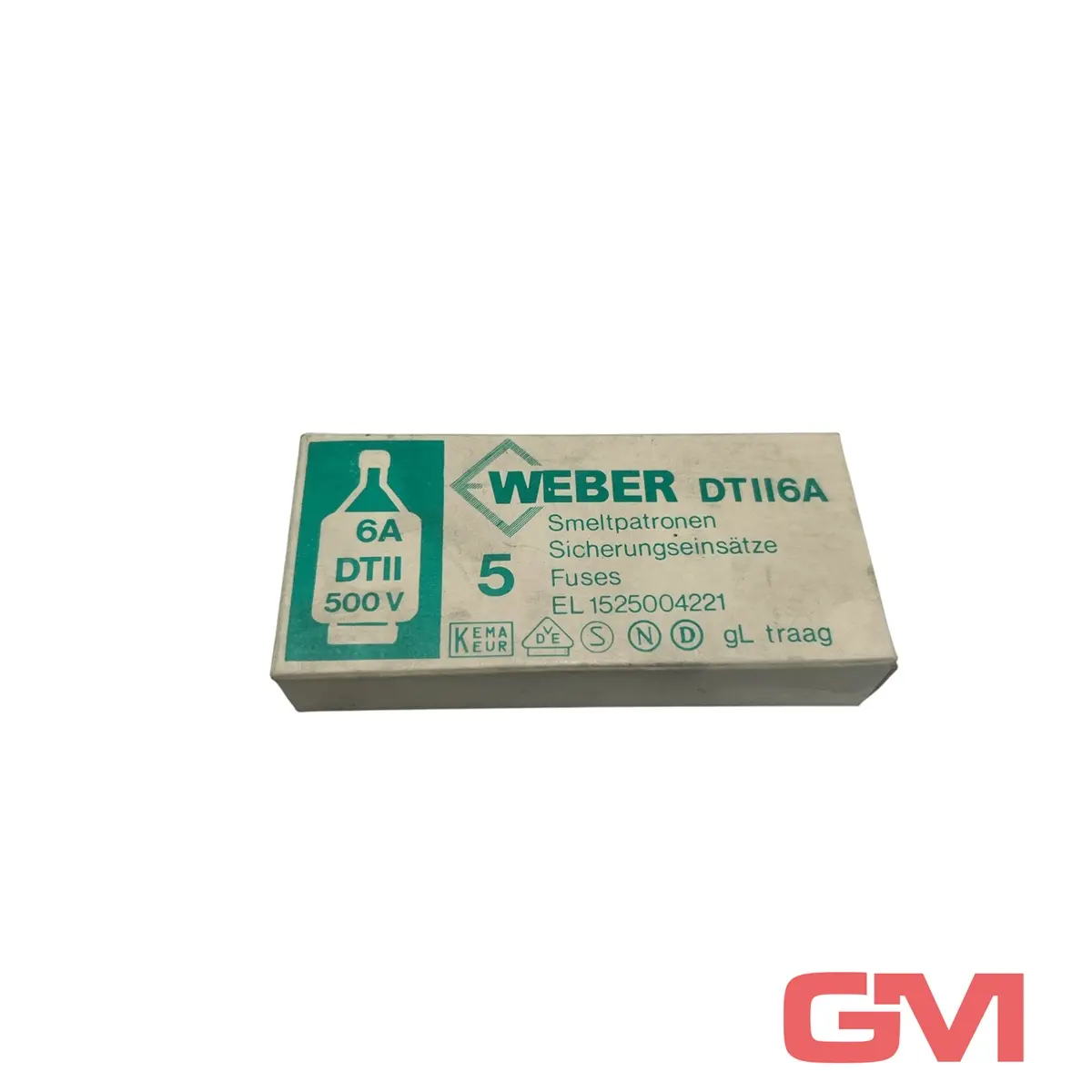 Produktfoto 1 von VPE 5x Weber Smallpatronen Sicherungseinsatz DTII6A fuse EL 1525004221