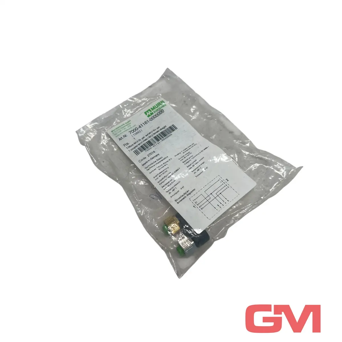 Produktfoto 1 von Murr elektronik T-Stück 7000-41161-0000000 T-Coupler M12 St. / 2x M12 Bu.