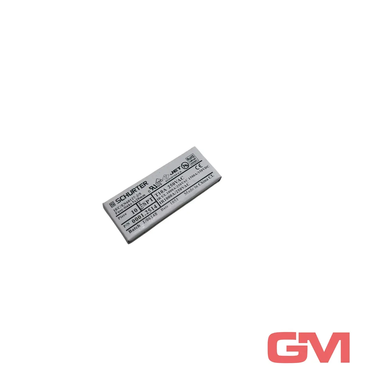Produktfoto 1 von VPE 10x Schurter Feinsicherung 0001.2514 fuse-link SPT 5x20mm T10A 250VAC