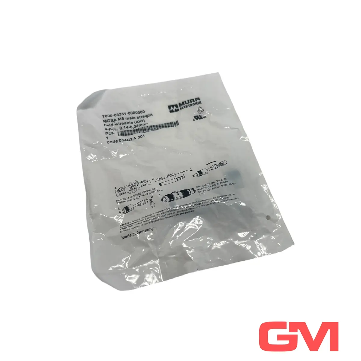 Produktfoto 1 von Murr elektronik Stecker gerade 7000-08351-0000000 Male straight M8 St. 0° A-kod.