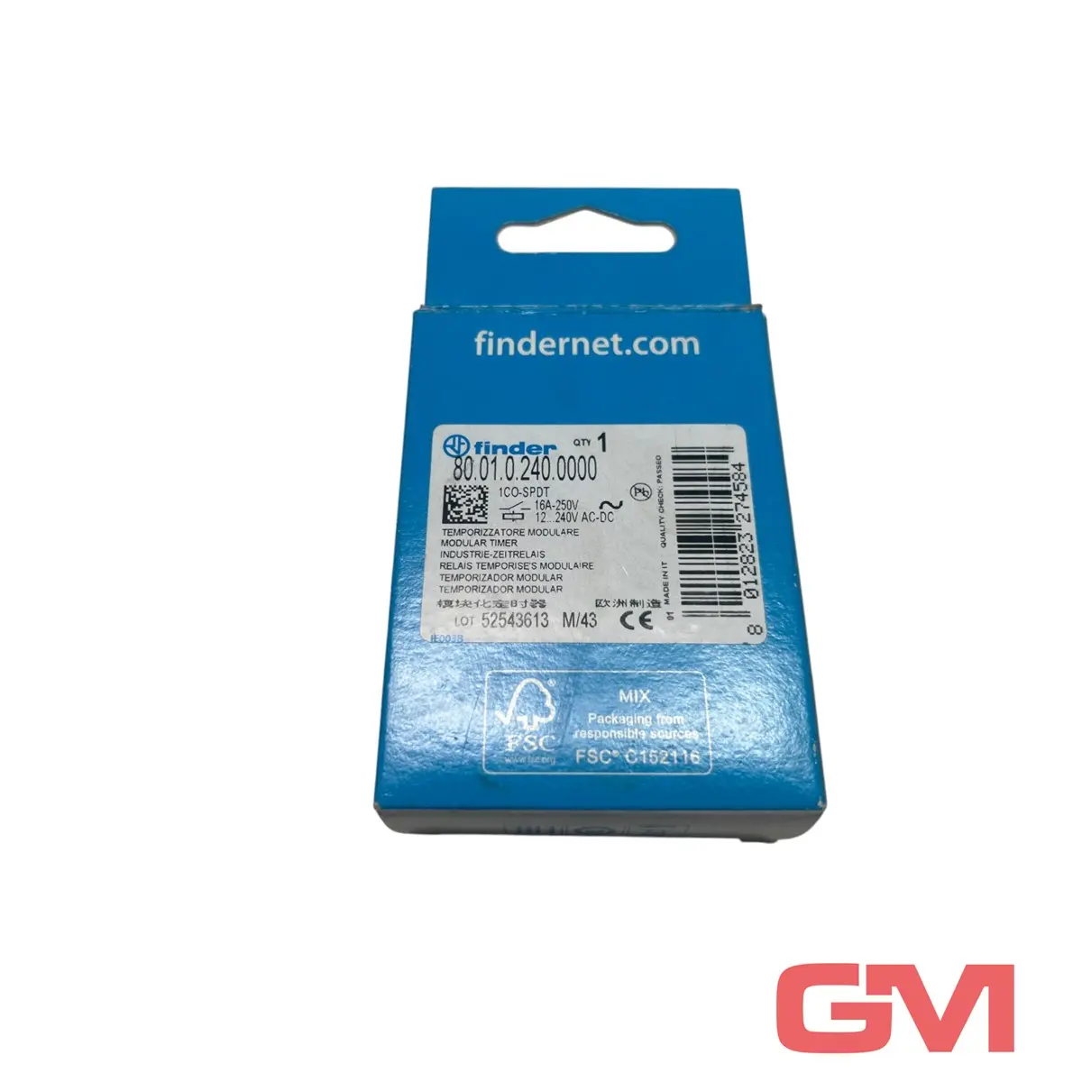 Produktfoto 1 von Finder Industrie-Zeitrelais 80.01.0.240.0000 modular timer 12-240VDC 0,1 s-24 h