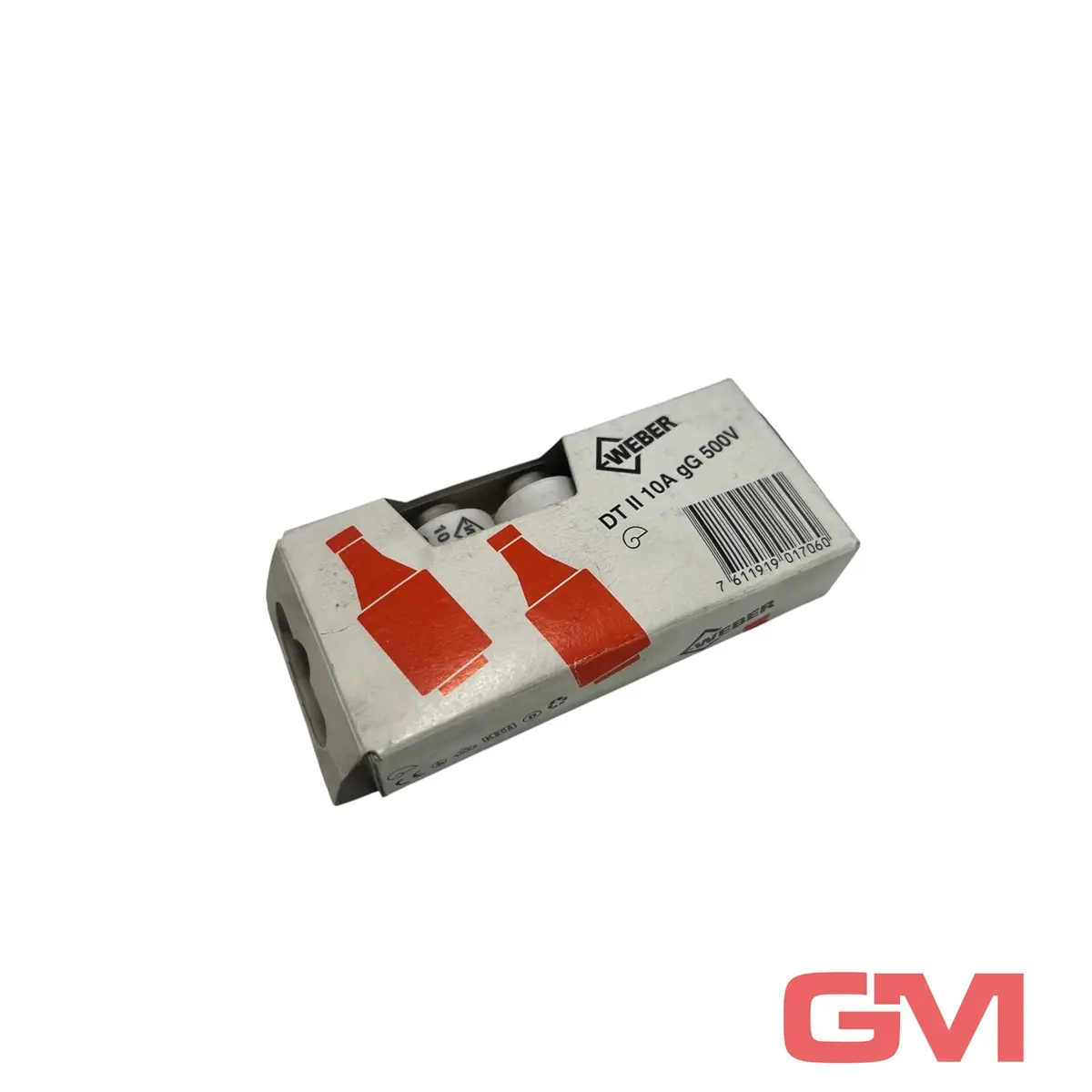 Produktfoto 1 von VE 5x Weber Sicherungseinsatz IW 1222010 fuse link DT II 10A gG 500V