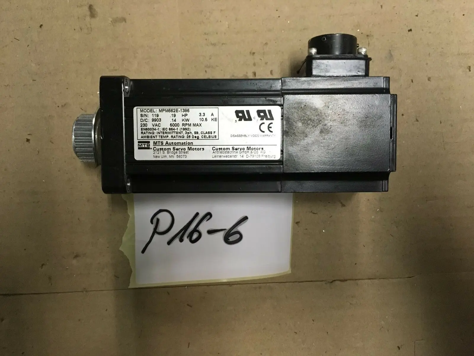 Produktfoto 1 von MTS Parker Servo Motor MPM 662 E 1386