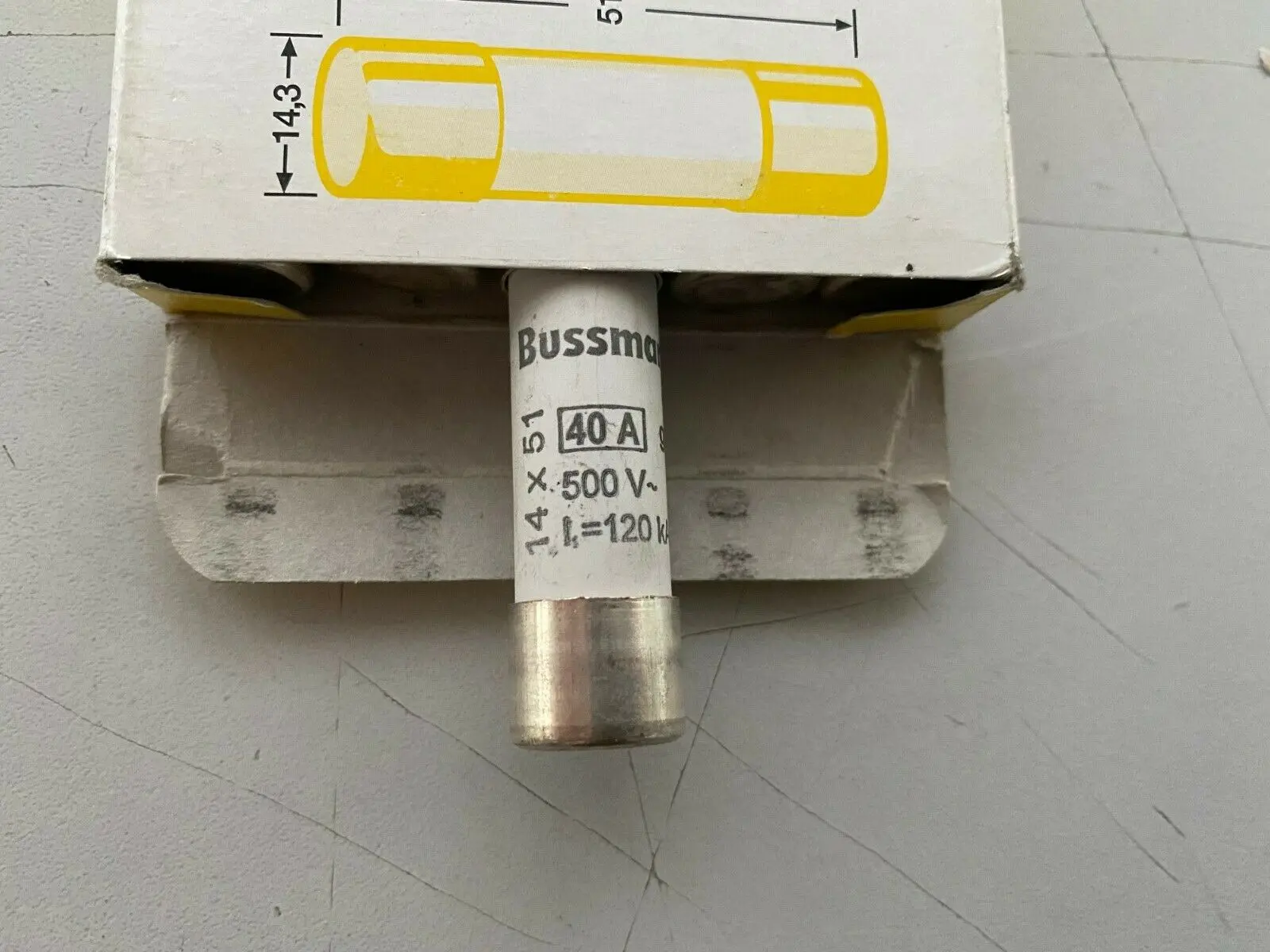 Produktfoto 1 von Bussmann Fuse Sicherung 14 x 51 500V 40A 14,3 x 51 gL Zylindersicherung