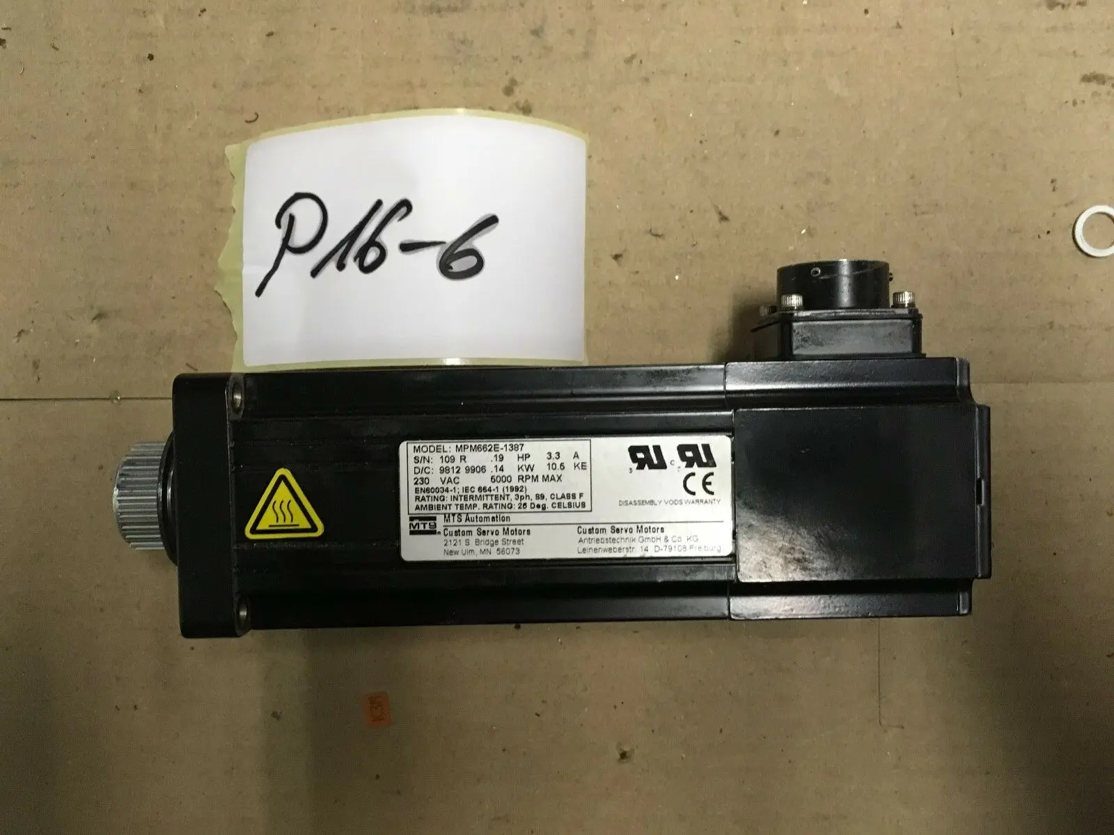 Produktfoto 1 von MTS Parker Servo Motor MPM 662 E 1387