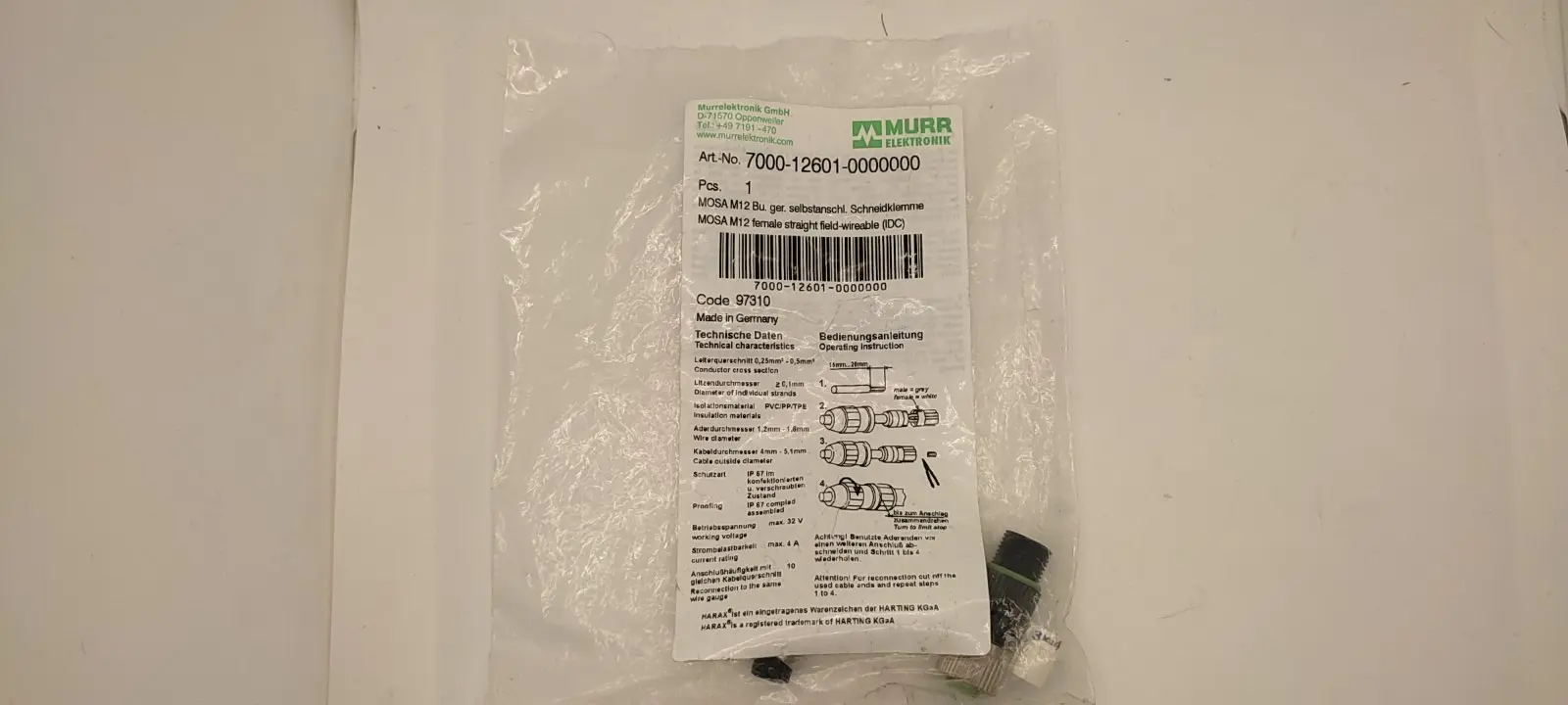 Produktfoto 1 von MURR Elektronik  7000-12601-0000000  Steckverbinder M12