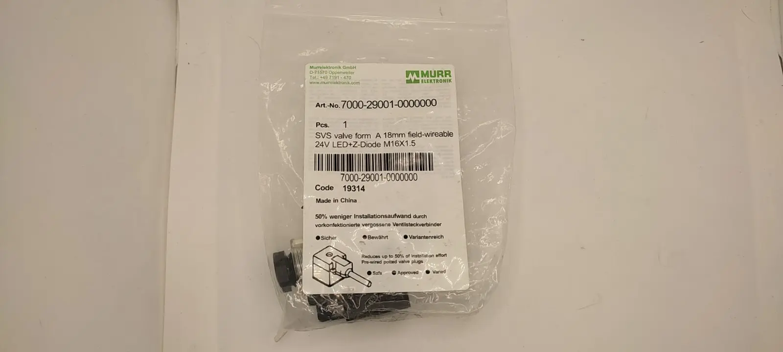 Produktfoto 1 von MURR Elektronik  7000-29001-0000000  Ventilsteckverbinder M16x1,5 | 0-24V