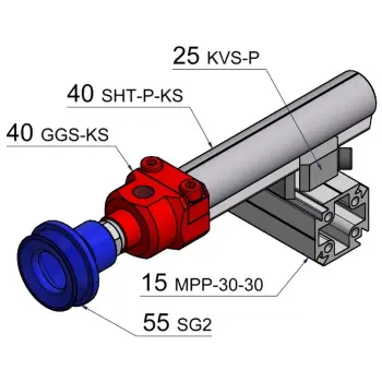 Produktfoto 1 von GGS-KS8-18-18 Greifarm Gewinde Starr Kopfsystem