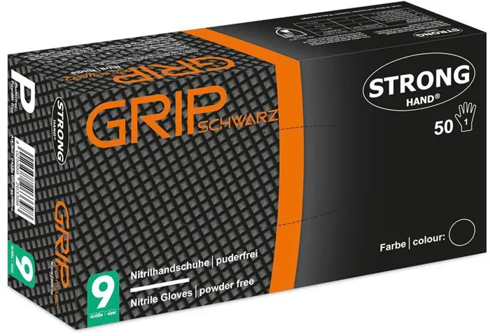 Produktfoto 1 von Einw.-Handsch.Grip Schwarz Gr.11 schwarz Nitril 50 St./Box