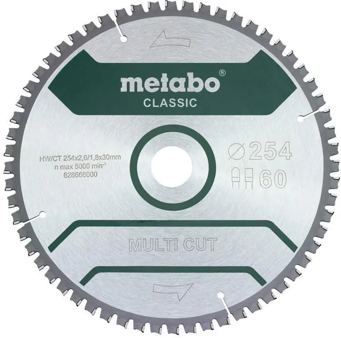 Produktfoto 1 von Kreissägeblatt multi cut cut classic D254x2,6/1,8xBohrung30mm Z.60 FZ/TZ 5Gr neg