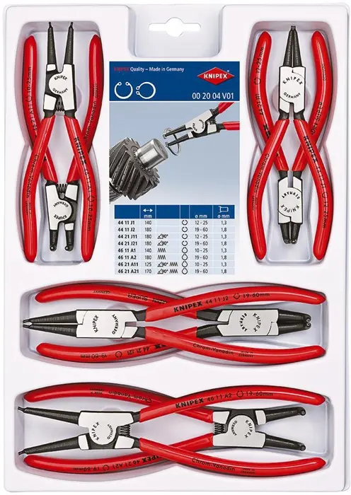 Produktfoto 1 von Sicherungsringzangensatz 8-tlg.SB-Lochung 10-60mm KNIPEX