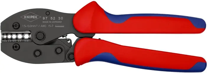 Produktfoto 1 von Crimpzange PreciForce® L.220mm 1,5-10 (AWG 15-11) mm² 477g KNIPEX