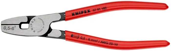 Produktfoto 1 von Aderendhülsenzange L.180mm 0,5-6,0 (AWG 20-10) mm² pol.Ku.-Überzug KNIPEX