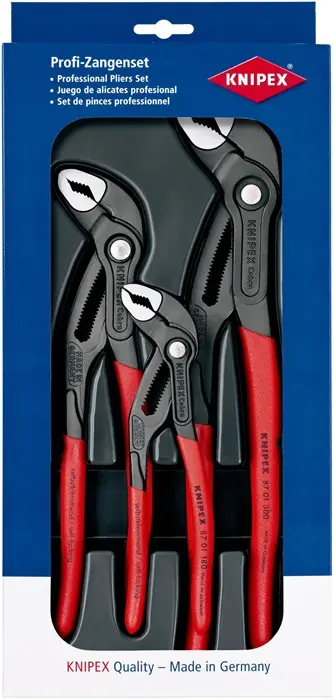 Produktfoto 1 von Zangensatz Cobra®-Paket Inh.3tlg.grau atram.Kunststofftiefziehteil KNIPEX