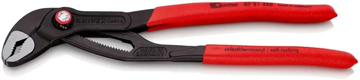 Produktfoto 1 von Wasserpumpenzange Cobra® L.250mm Spann-W.46mm pol.Ku.-Überzug Quick Set KNIPEX