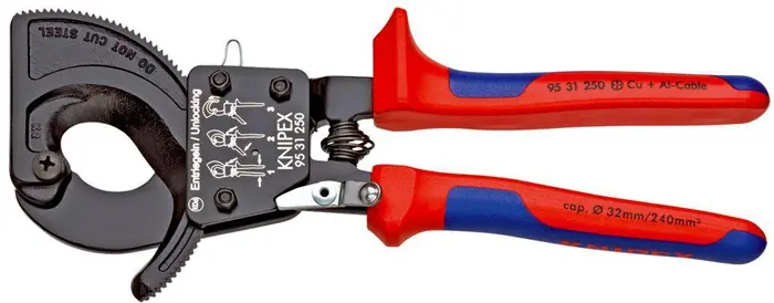 Produktfoto 1 von Kabelschneider Gesamt-L.250mm max.32 (240 mm²)mm Mehrkomp.-Hüllen KNIPEX