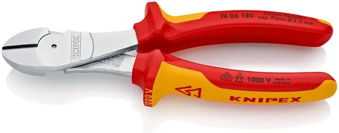 Produktfoto 1 von Kraftseitenschneider L.180mm VDE Form 0 Mehrkomp.-Hüllen KNIPEX