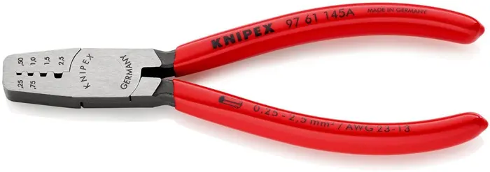 Produktfoto 1 von Aderendhülsenzange L.145mm 0,25-2,5 (AWG 23-13) mm² pol.Ku.-Überzug KNIPEX