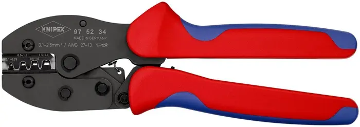 Produktfoto 1 von Crimpzange PreciForce® L.220mm 0,1-2,5 (AWG 27-13) mm² 483g KNIPEX