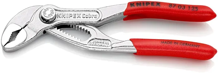 Produktfoto 1 von Wasserpumpenzange Cobra® L.125mm Spann-W.27mm verchr.Ku.-Überzug KNIPEX