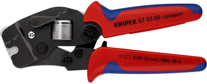 Produktfoto 1 von Crimpzange L.190mm 0,08-10,0+16 (AWG 28-5 ) mm² brün.2K-Hülle KNIPEX