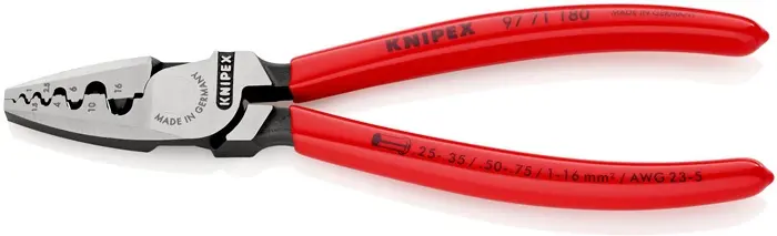 Produktfoto 1 von Aderendhülsenzange L.180mm 0,25-16,0 (AWG 23-5) mm² pol.Ku.-Überzug KNIPEX