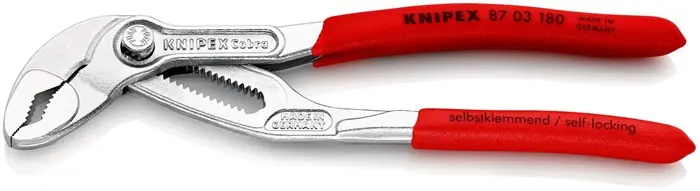 Produktfoto 1 von Wasserpumpenzange Cobra® L.180mm Spann-W.36mm verchr.Ku.-Überzug KNIPEX