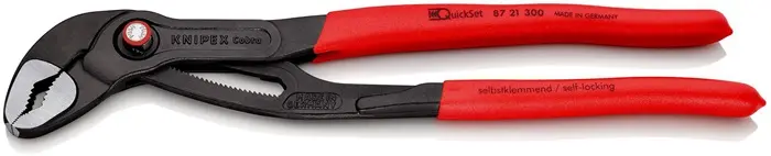 Produktfoto 1 von Wasserpumpenzange Cobra® L.300mm Spann-W.60mm pol.Ku.-Überzug Quick Set KNIPEX