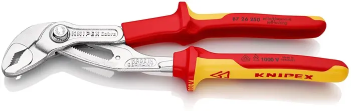 Produktfoto 1 von Wasserpumpenzange Cobra® L.250mm Spann-W.46mm verchr.VDE 2K-Hülle KNIPEX