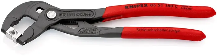 Produktfoto 1 von Schlauchschellenzange Gesamt-L.180mm Kopf grau atram.Ku.-Überzug KNIPEX