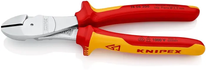 Produktfoto 1 von Kraftseitenschneider L.200mm VDE Form 0 Mehrkomp.-Hüllen KNIPEX