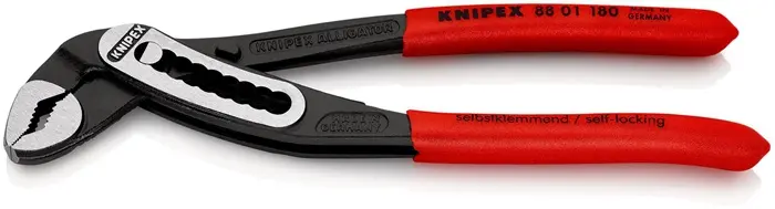 Produktfoto 1 von Wasserpumpenzange Alligator® L.180mm Spann-W.36mm pol.Ku.-Überzug KNIPEX