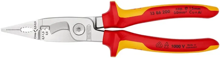 Produktfoto 1 von Elektroinstallationszange L.200mm VDE verchr.Mehrkomp.-Hüllen o.Öffnungsf.KNIPEX