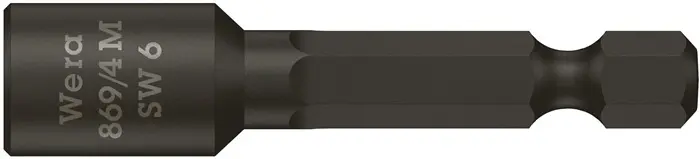 Produktfoto 1 von Steckschlüsseleinsatz 869/4M m.6-KT.-Antr.SW 6mm L.50mm m.Magnet WERA