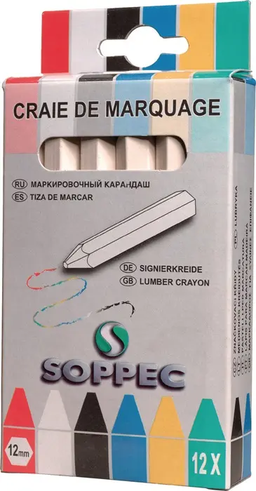 Produktfoto 1 von Markierkreide weiß unpapiert 12 St./Schachtel SOPPEC