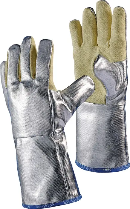 Produktfoto 1 von Hitzeschutzhandschuhe 5-Finger Universalgröße gelb/silber m.alumin.Preox-Aramid